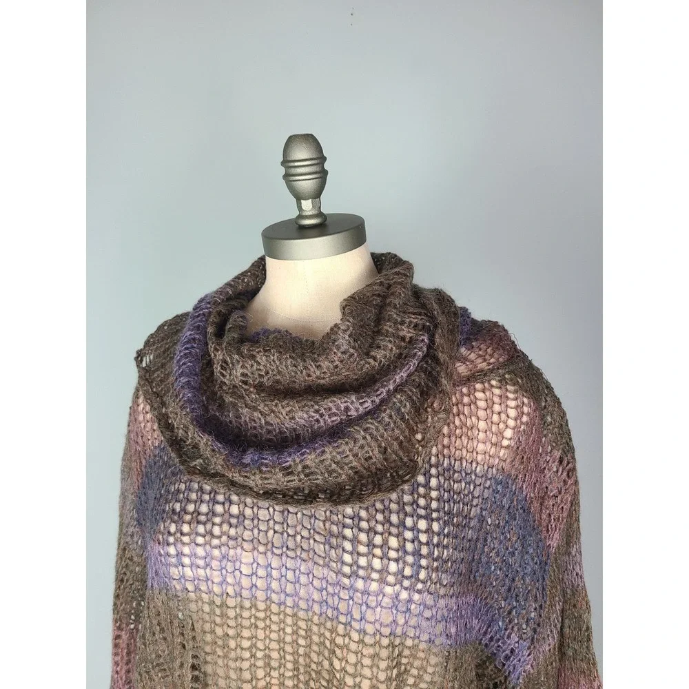 Free People Sz L Crochet Sweater Cowl Neck Flare Sleeve Y2K Witchy Goblin Core
